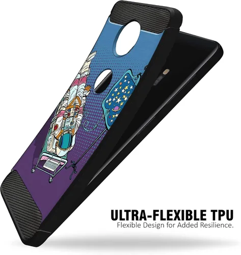 Vista 3 de CasesOnDeck - Funda compatible con Motorola Moto Z4 y Moto Z4 Play, diseño de TPU con patrón pictórico, flexible, delgada y elegante (astronauta)