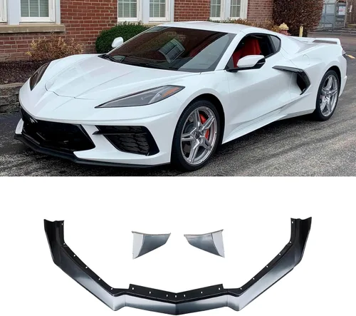 Vista 9 de CHIESMA para C8 Corvette, alerón frontal con ajuste para Chevrolet Corvette C8 Z51 STG 2020-2025, negro brillante, 7 piezas, alerón frontal