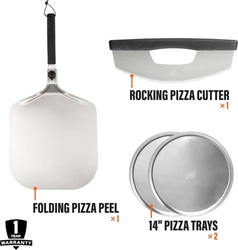 Vista 3 de BLACKSTONE Pizza Basics - Kit de herramientas con cáscara de pizza, cortador y sartenes y asas resistentes al calor