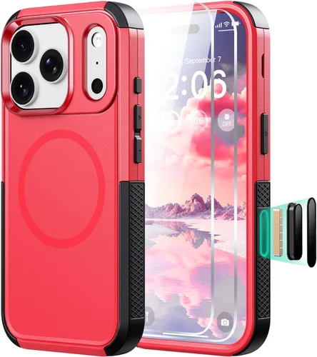 Vista 28 de Diverbox Funda para iPhone 13 [compatible con MagSafe] [con protector de pantalla] [a prueba de golpes] [a prueba de caídas] Funda de protección
