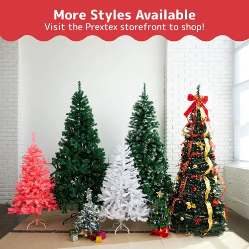 Vista 7 de PREXTEX - Mini árbol de Navidad de 23 pulg DIY con luces - Pequeños adornos de Navidad de mesa Árbol de Navidad de mesa con luces LED multicolor