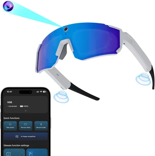 Vista 11 de AI Pro - Lentes de cámara de 32 MP – Gafas de grabación con estabilización EIS de 6 ejes, asistente de voz ChatGPT, lentes de sol polarizados