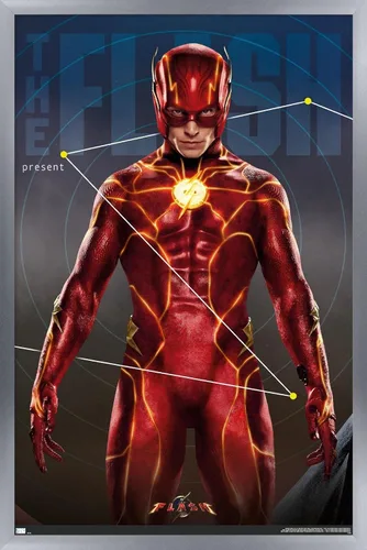Vista 9 de Trends International DC Comics Movie The Flash - Póster de pared tríptico The Flash, 34 pulgadas de largo x 22.4 W, versión enmarcada en caoba
