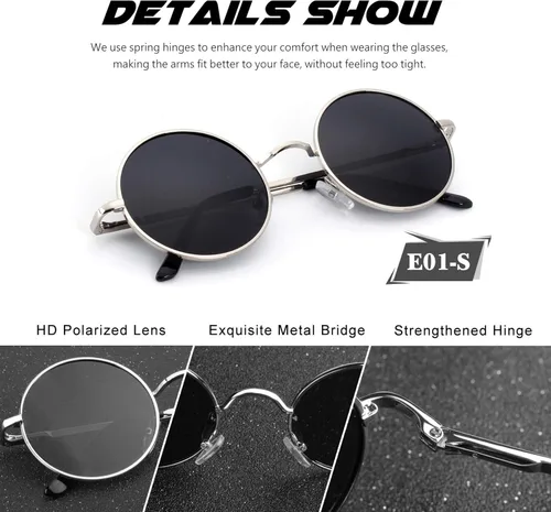 Vista 3 de CGID E01 Lennon - Gafas de sol polarizadas redondas unisex