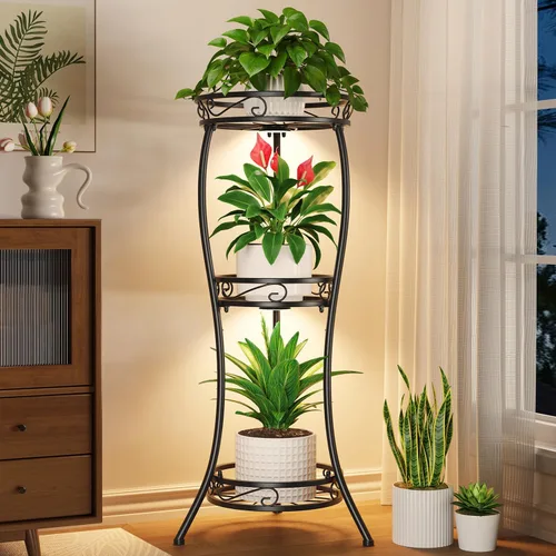 Vista 22 de LASZOLA 3 Tiers Metal Corner Plant Flower Stand Tall Indoor Outdoor, Bronze Bronce