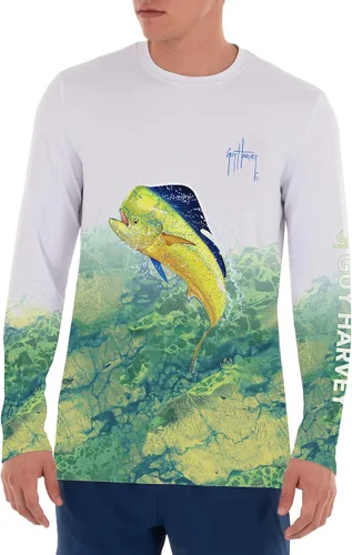 Vista 8 de Guy Harvey Camisa de manga larga para hombre con protección solar UPF 50+ Cristal de playa