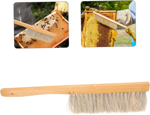 Vista 2 de SUPVOX Cepillo de abeja resistente con mango de madera para apicultores para mantenimiento de colmenas
