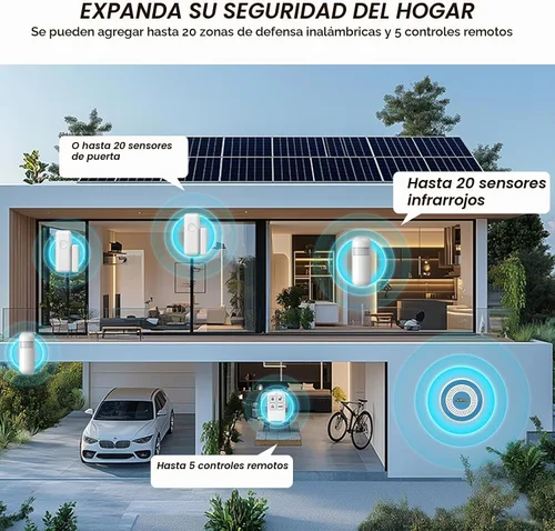 Vista 4 de Sistemas de alarma inalámbricos, sistema de seguridad inteligente para el hogar con alertas de aplicación de teléfono, kits de alarma de puerta