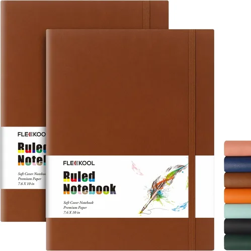 Vista 13 de Diarios de negocios, paquete de 2 cuadernos B5 de rayas universitarias de tapa suave grande con papel rayado grueso de 100gsm, 376 páginas