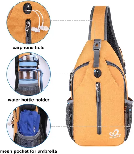 Vista 63 de Waterfly - Mochila cruzada tipo bandolera para viajes y caminatas, bolsa de pecho, Gris, talla única