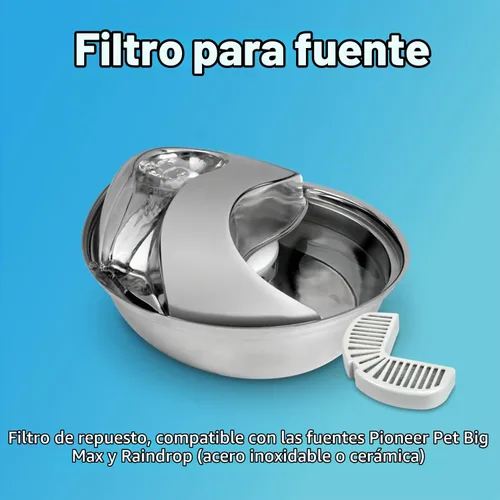 Vista 2 de Pioneer Pet Diseño de gota de lluvia de fuente de acero inoxidable, 60 onzas