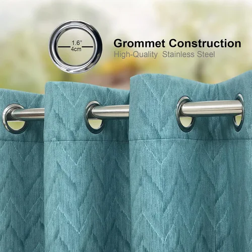 Vista 5 de always4u Cortinas de terciopelo suave en relieve para sala de estar, dormitorio, comedor, 2 paneles de 54 x 108 pulgadas, verde azulado