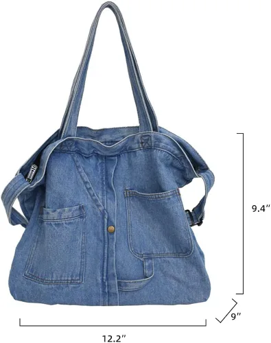 Vista 6 de Yohora Bolso de hombro para mujer, bandolera de mezclilla, estilo hobo, casual, ligero, para trabajo, viajes