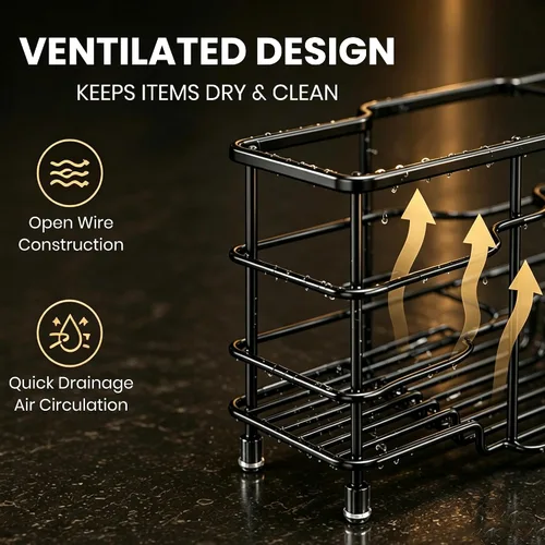 Vista 5 de Linkidea Soporte para cepillos de dientes para baño, organizador de encimera de acero inoxidable con 6 ranuras para cepillos de dientes, pasta