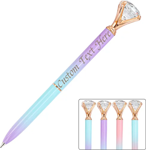 Vista 26 de Bolígrafos personalizados de diamantes grandes, bolígrafo de cristal grabado personalizado con logotipo de nombre, bolígrafo de lujo personalizado