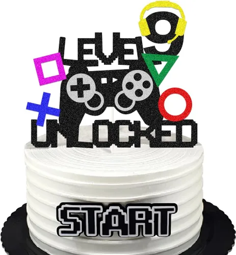 Vista 5 de Suministros para fiestas de videojuegos, controlador de juegos, 10 decoraciones de decoración de pasteles para decoración de fiesta de videojuegos