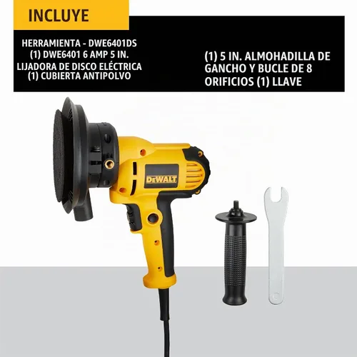 Vista 2 de DEWALT Lijadora rotativa, velocidad variable, cubierta antipolvo, 5 pulgadas (DWE6401DS)
