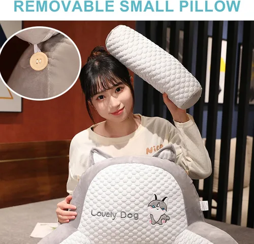 Vista 2 de Almohada de lectura – Almohada de descanso en cama con brazos y rollo de cuello desmontable de dibujos animados de animales almohada de lectura
