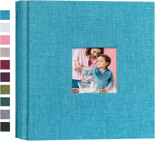 Vista 23 de Mublalbum Álbum de fotos pequeño de 4 x 6 pulgadas, 100 fotos, cubierta de lino, libro de fotos con bolsillos horizontales para boda, aniversario