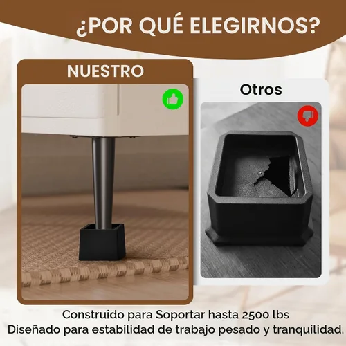 Vista 7 de Elevadores de madera de 3 pulgadas resistentes, soporta 2500 Negro