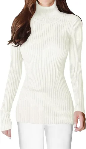 Vista 3 de v28 - Suéteres acanalados con cuello alto falso para mujer, diseño cálido de punto sexy, entallado y moderno sin botones