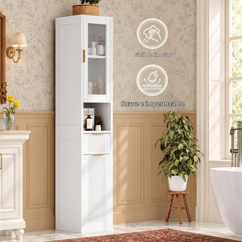 Vista 9 de Feonase Gabinete de almacenamiento de baño de 67 pulgadas de alto para Blanco perla