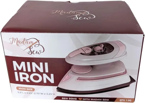 Vista 7 de Madam Sew Mini plancha para coser y acolchar con vapor y punta de precisión Doble voltaje 100-240 V, esfera térmica ajustable, placa de precisión