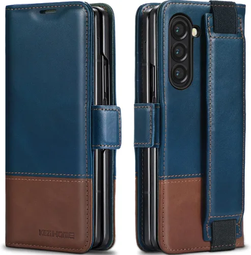 Vista 20 de KEZiHOME Funda tipo cartera de piel auténtica para Samsung Galaxy Z Fold 6 Negro