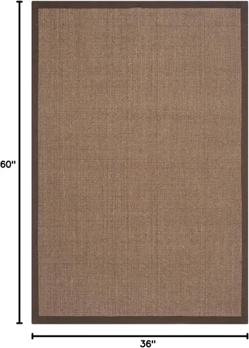 Vista 160 de Alfombra de sisal Safavieh, de color maíz y negro, tejida a mano, de la colección de fibras naturales; 5 x 8 pulgadas, NF441A, Tela, Gris / Gris