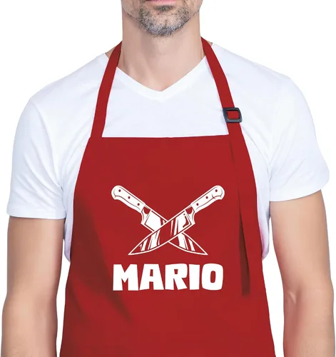 Vista 9 de Delantales personalizados para parrilla para hombres, regalos para hombre para el día del padre, delantales de chef a la parrilla de barbacoa