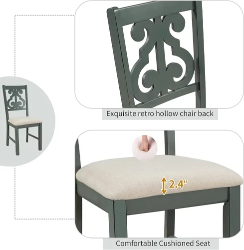 Vista 5 de Harper & Bright Designs Juego de mesa redonda de 5 piezas con estante, mesa de comedor familiar de madera