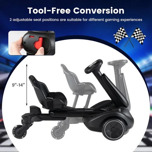 Vista 3 de GLACER Go Kart a la deriva de 6V con giro de 360°, asiento ajustable de 2 Negro