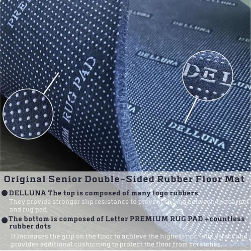 Vista 3 de DELLUNA Non-Slip Area Rug Pad 1/4" Thick Double Side Rubber + Felt, 2'x3' Premium Deluxe Cushioned- Safe for All Floors, Adds Comfort and