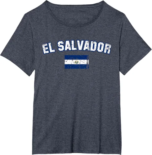 Vista 69 de EL SALVADOR Bandera Vintage Hombres Mujeres Niños Camiseta EL SALVADOR