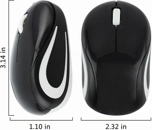 Vista 7 de Mini mouse inalámbrico para computadora, tamaño pequeño, portátil, compacto de viaje, USB óptico de 3 botones, 1000 DPI, mouse inalámbrico para Negro