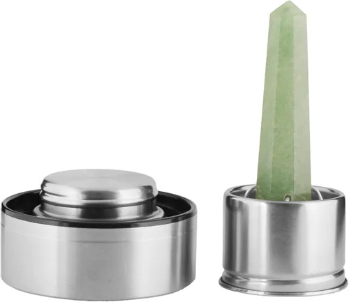 Vista 4 de GEMHUB Botella de agua de cristal Botella de elixir de cristal con varita de piedras preciosas de aventurina Cristal de aventurina verde