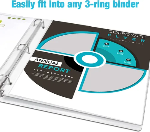 Vista 5 de VST Protectores de hojas resistentes de 8.5 x 11 pulgadas para carpeta de 3 anillas, protectores de páginas transparentes de 3 mil, fundas