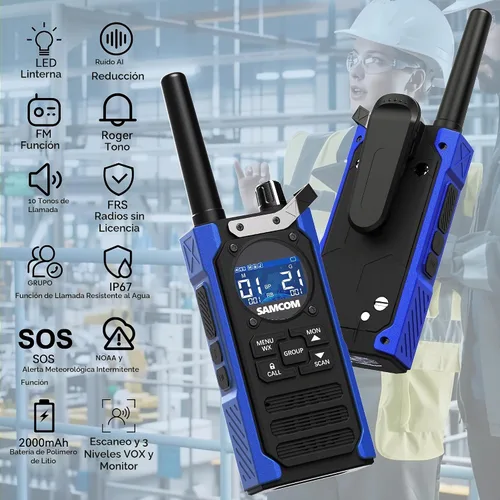 Vista 8 de T5 Business FRS Walkie Talkies de largo alcance con auriculares, paquete