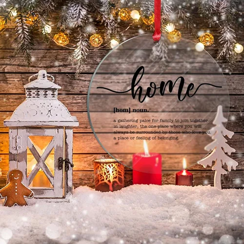 Vista 5 de Home Noun Definition Regalo de vacaciones Adorno acrílico para árbol de Navidad Definición divertida Adornos colgantes para árbol de Navidad Hogar