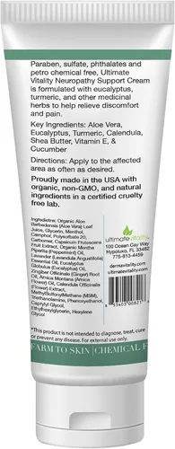 Vista 2 de UltimateVitality Crema de apoyo para la neuropatía – Crema orgánica natural para pies, manos, piernas, dedos de los pies incluye árnica, extracto