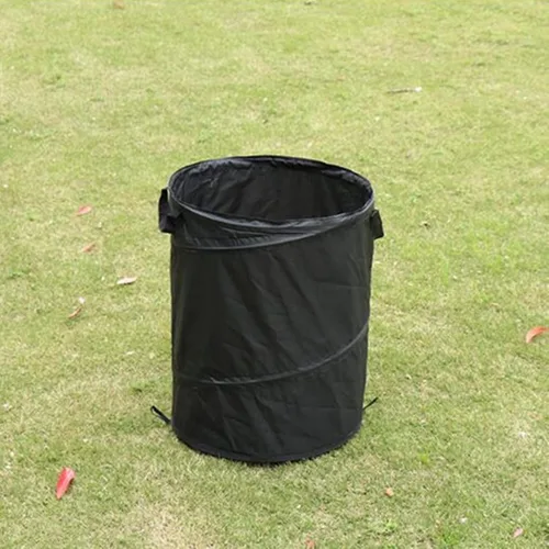 Vista 7 de Bote de basura plegable negro de 10 galones para acampar, al aire libre, viajes