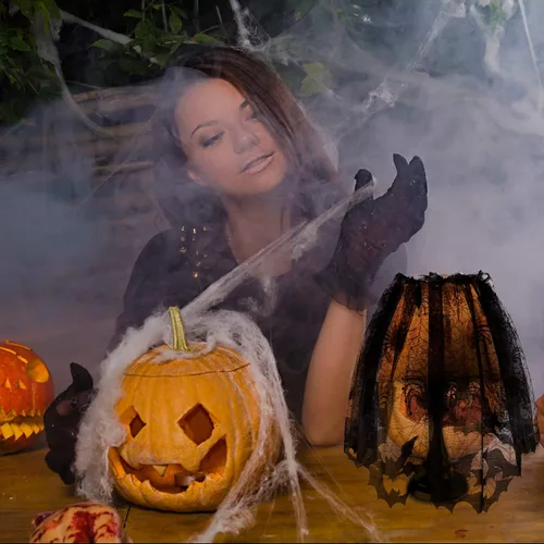 Vista 7 de Boao 2 cortinas de telaraña de Halloween, cubierta de encaje para ventana, puerta, chimenea, cubierta de bufanda con 2 cintas para decoración