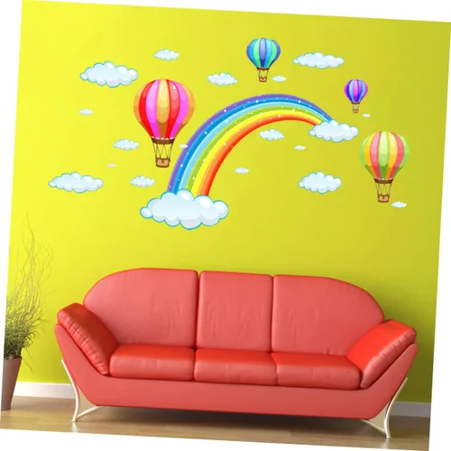 Vista 4 de Toyvian Adhesivo decorativo para ventana, diseño de nubes, calcomanías de pared, globo de aire caliente, para habitación de bebé, niña, papel tapiz