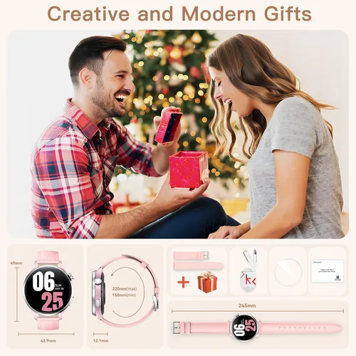 Vista 8 de Kieslect Reloj inteligente para mujer, pantalla AMOLED de 1.32 pulgadas, rastreador de actividad física rosa con función de llamada, más de 170