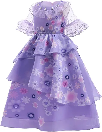 Vista 2 de Encanto Mirabel Isabella - Disfraz de Pepa para niñas, disfraz de princesa, varios accesorios