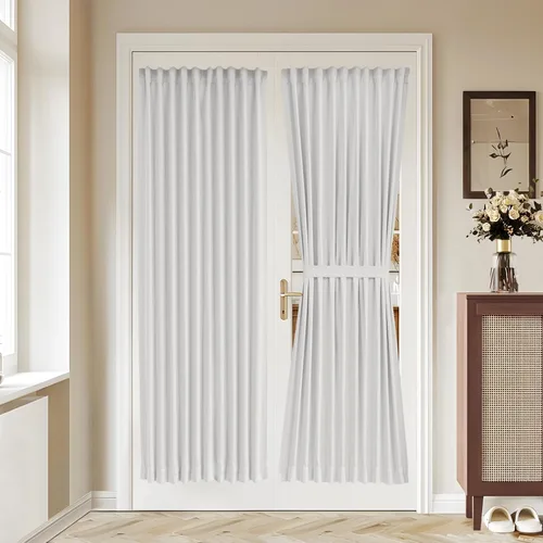 Vista 53 de Vatge Cortinas laterales autoadhesivas para puertas de cristal, sin taladro, extraíble, panel de filtrado de luz, 1 panel, 12 pulgadas de ancho x 60