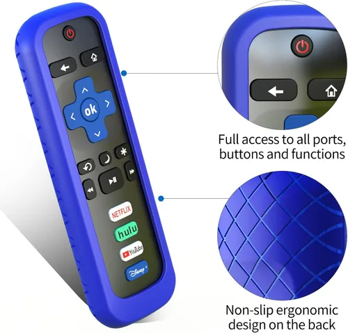 Vista 5 de Paquete de 3 fundas para control remoto de Roku, cubierta de batería para TCL Smart TV Streaming Stick, funda protectora de silicona