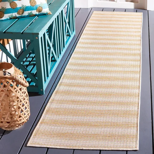 Vista 44 de SAFAVIEH Hampton Collection - Alfombra lavable para exteriores de 2 x 9 pies, color marfil y gris, no desprende pelusa y fácil de limpiar, ideal