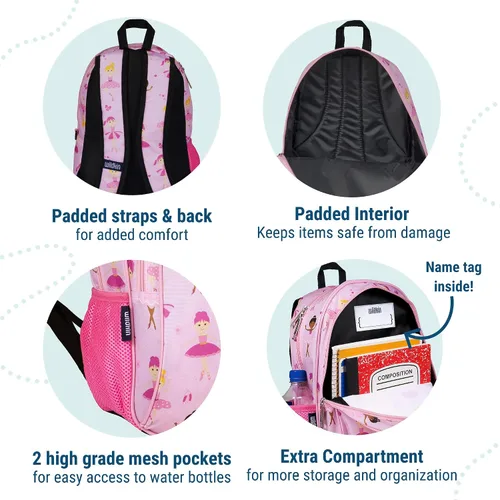 Vista 4 de Wildkin - Mochila infantil de 15 pulgadas, Viajar, Bailarina