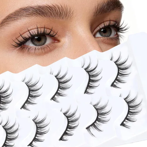 Vista 12 de Veleasha Pestañas postizas de manga puntiagudas, 100% hechas a mano, aspecto natural, pestañas postizas ligeras con banda transparente suave